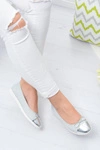 Srebrne Brokatowe Balerinki Slip On Laya