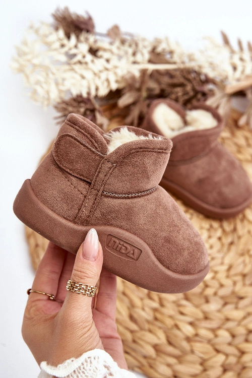 Śniegowce Dziecięce Ocieplane Futerkiem Brązowe Benigna