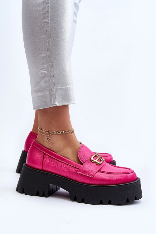 Zazoo 20164 Damskie Loafersy Ze Skóry Naturalnej Fuksja