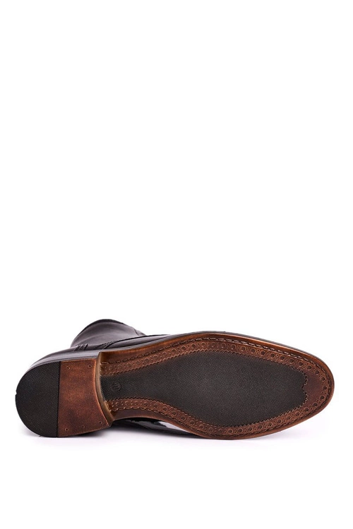 Męskie botki trzewiki skórzane czarne Bruno