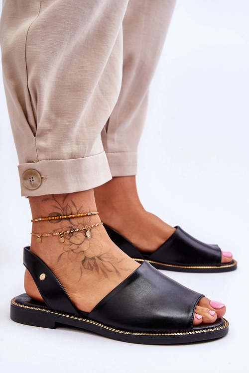 Skórzane Wsuwane Sandały Czarne Lemar Alivia