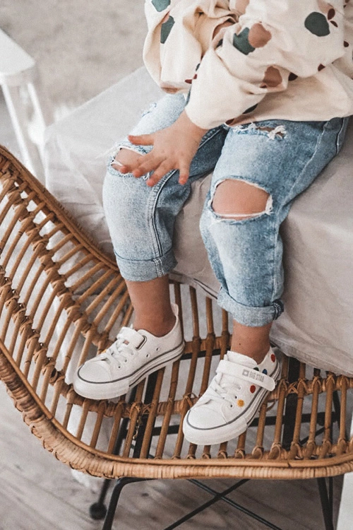 Dziecięce Trampki Na Rzep BIG STAR JJ374053 Białe