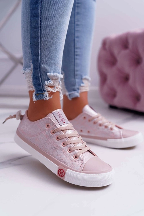 Trampki Damskie Cross Jeans Różowe DD2R4058