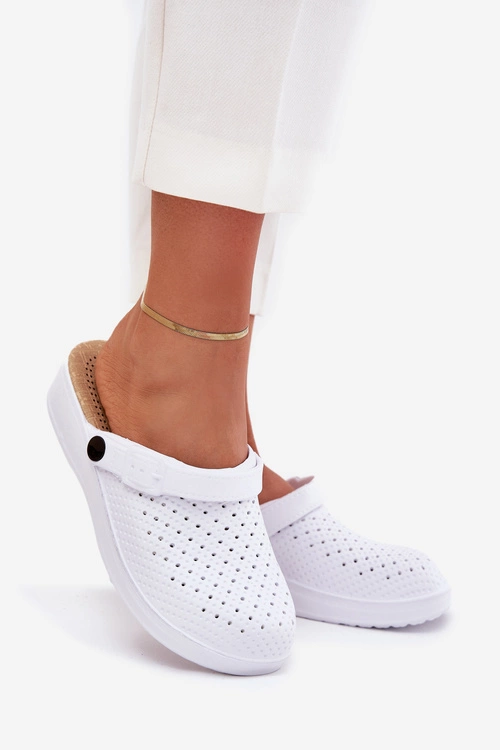 Piankowe Klapki Chodaki Damskie Białe Faylina