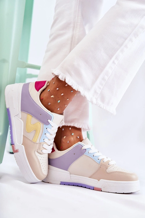 Damskie Skórzane Buty Sportowe Beżowe Francis