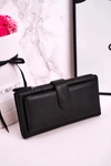 Duży Portfel Damski Z Dodatkowym Miejscem Na Karty Czarny