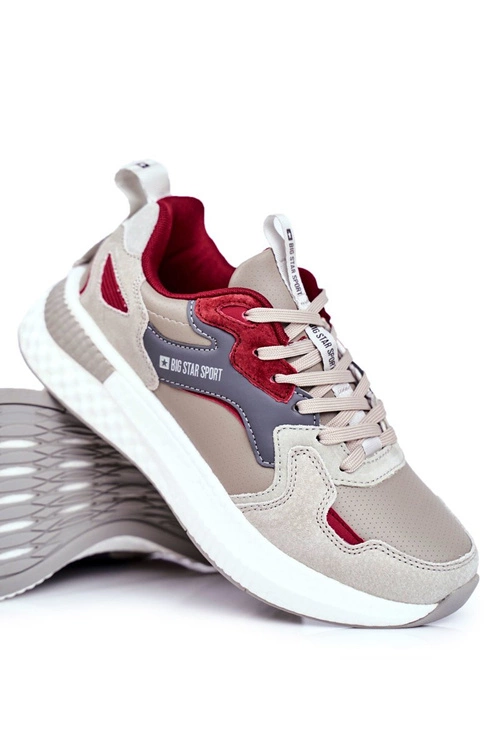 Sportowe Męskie Buty Big Star Szaro Bordowe GG174463