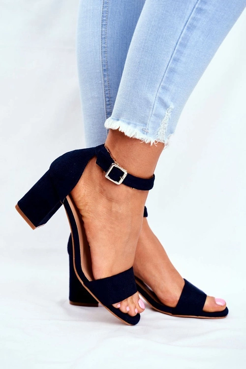 Zamszowe Sandały Na Słupku Vinceza 20-17058 Granatowe