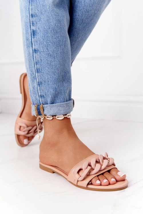 Skórzane Klapki Z Łańcuchem Camel Step By Step