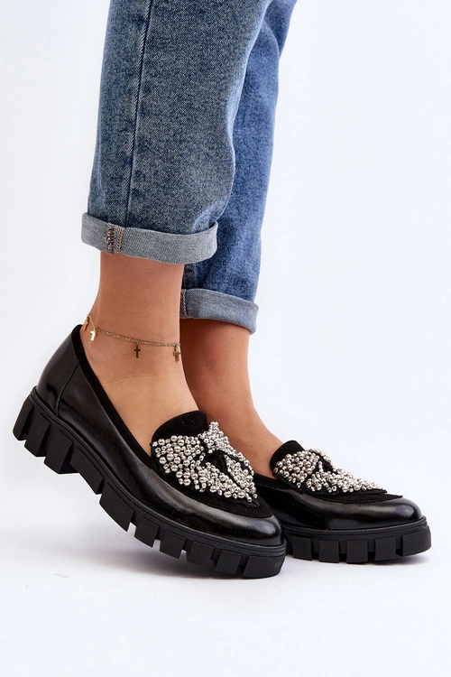 Lakierowane Mokasyny Damskie Laura Messi 2785 Czarne