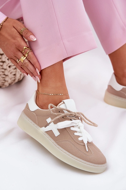 Niskie Buty Sportowe Damskie Beżowe Zelevelis