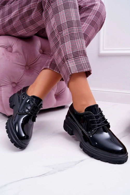 Damskie Półbuty Lakierowane Czarne So What