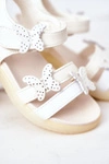 Dziecięce Sandały Z Motylkami Na Rzep Białe Malvika