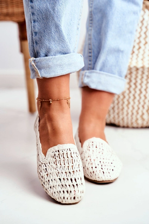 Baleriny Damskie Lu Boo Plecione Białe 4Ever