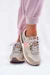 Zamszowe Sneakersy Damskie Big Star RR274243 HI-POLY SYSTEM Szaro-Różowe