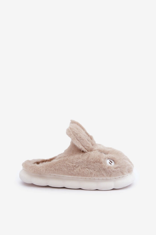 Futrzane Kapcie Z Motywem Króliczka Beżowe Natasha