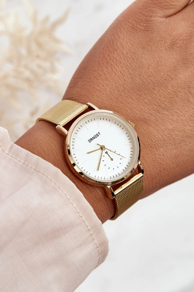 Damski Zegarek Ernest Złoty Fermm - Biała Tarcza