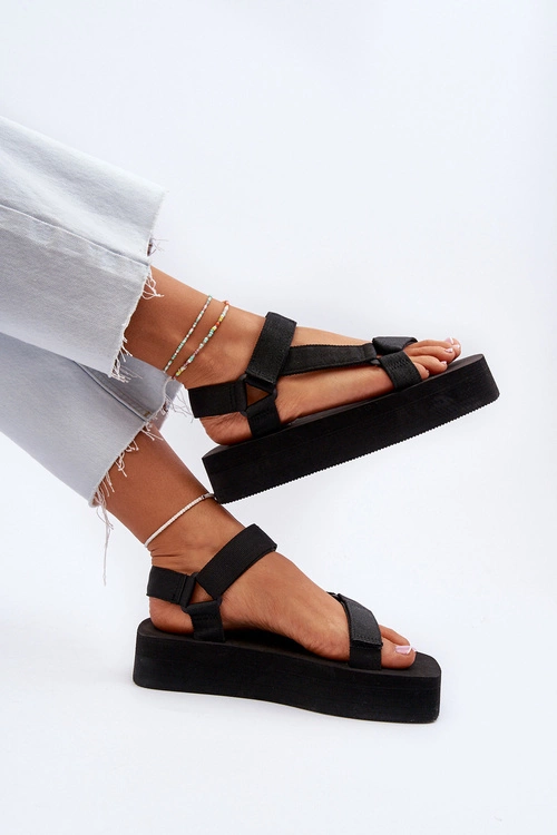 Sandały Damskie Na Platformie Czarne Edireda