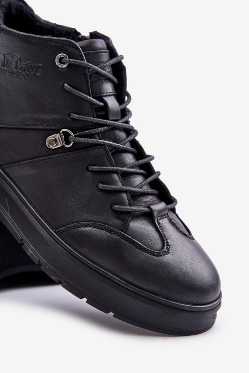 Skórzane Ocieplane Botki Sneakersy Męskie Lee Cooper LCJ-24-33-2913 Czarne