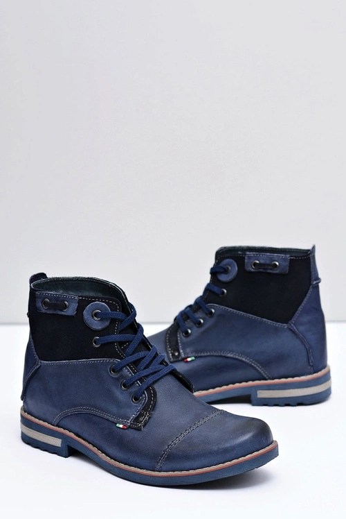 Botki Męskie Granatowe Wysokie Półbuty Rebrand