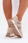 Zamszowe Sneakersy Na Platformie Damskie Big Star RR274897 HI-POLY SYSTEM Beżowe