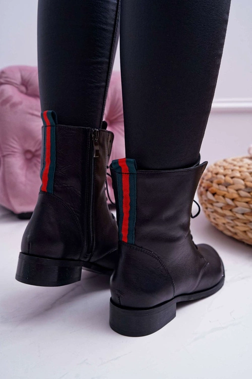 Botki Damskie Skóra Licowa Nicole 2315 Czarne The Island