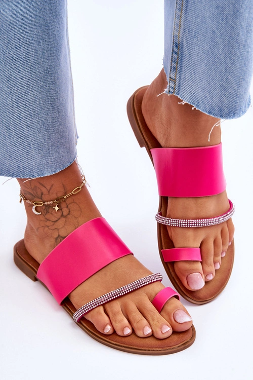 Damskie Klapki Japonki Z Ozdobnym Paskiem Fuksja Sublime