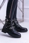 Damskie Botki Wysokie Czarne Trapery Albere