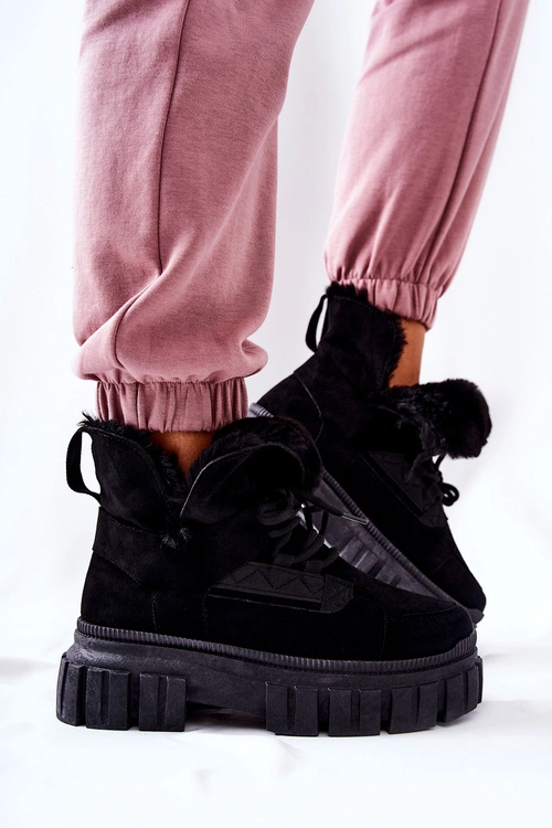 Ocieplane Botki Trapery Czarne Demaris