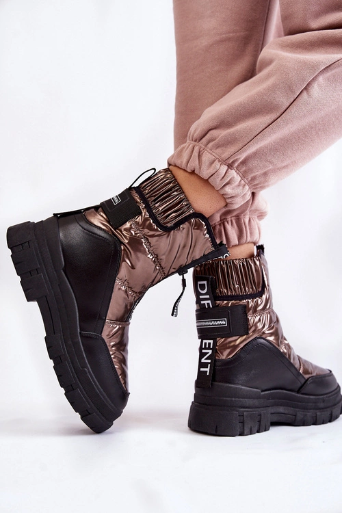 Damskie Wygodne Śniegowce Brązowo-Czarne Elodia