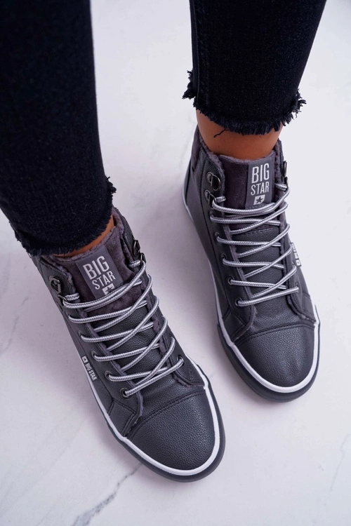 Trampki Damskie Big Star Wysokie Szare Ocieplane EE274413