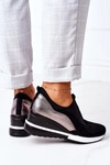 Wsuwane Sneakersy Na Koturnie Vinceza 10593 Czarno-Srebrne