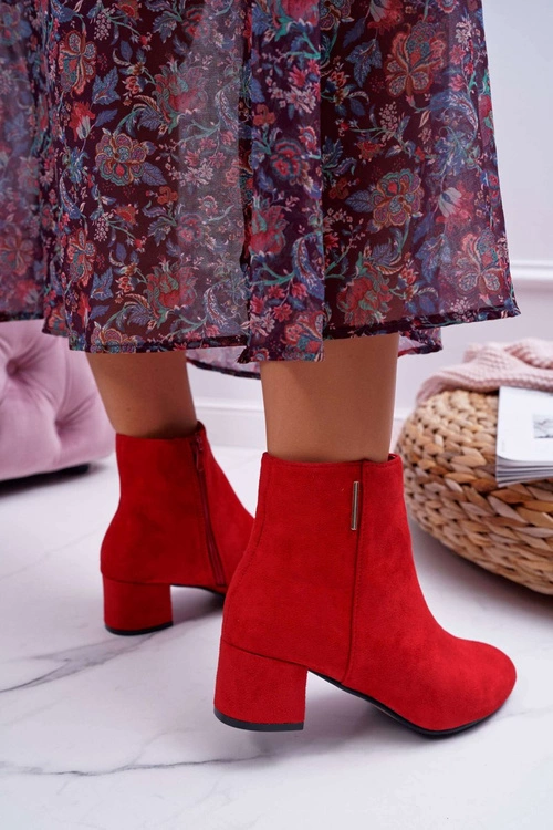 Damskie Botki Ocieplane Czerwone Fiorelli