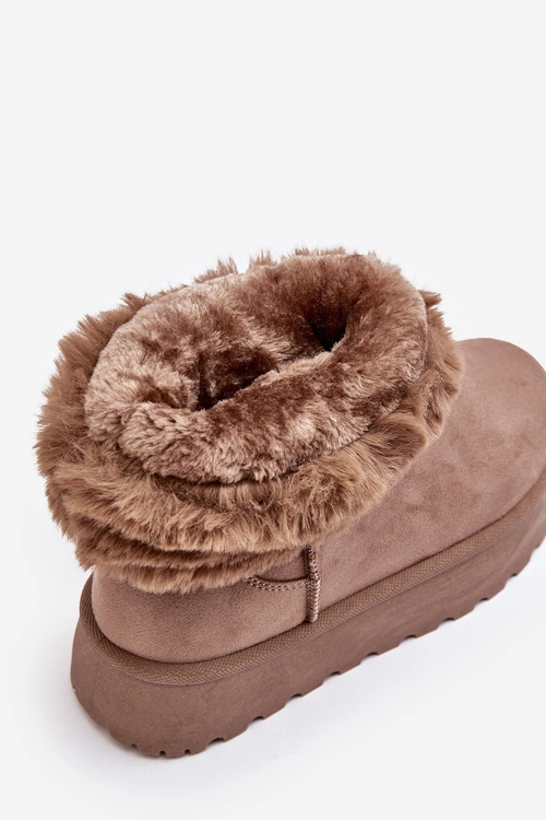 Damskie Śniegowce Z Futerkiem Beżowe Rainsa