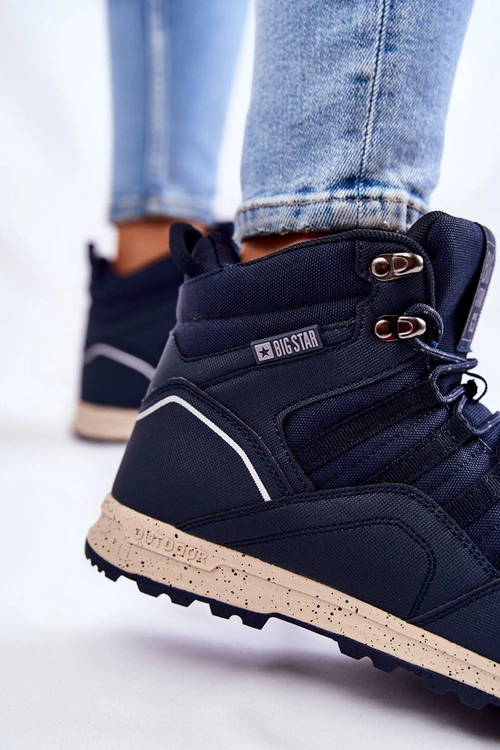 Damskie Wysokie Buty Trekkingowe Big Star KK274611 Granatowe