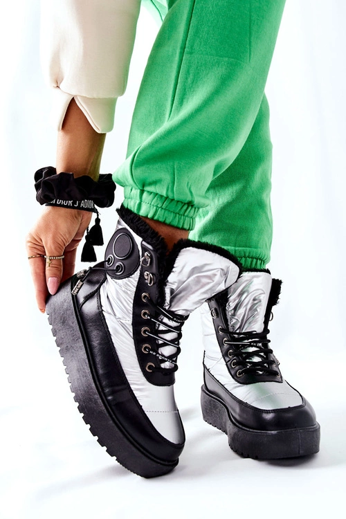 Damskie Śniegowce Ocieplane Srebrne Kennilis