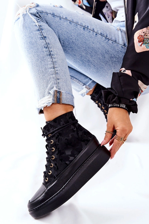 Sportowe Skórzane Buty Lewski 3034 Czarne Moro