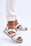 Skórzane Wsuwane Sandały Białe Regio