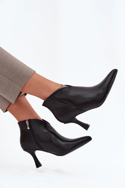 Niskie Botki Damskie Na Szpilce Czarne Jolivra