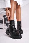Botki Damskie Z Nitami Na Platformie Grunge Czarne Hard Rock