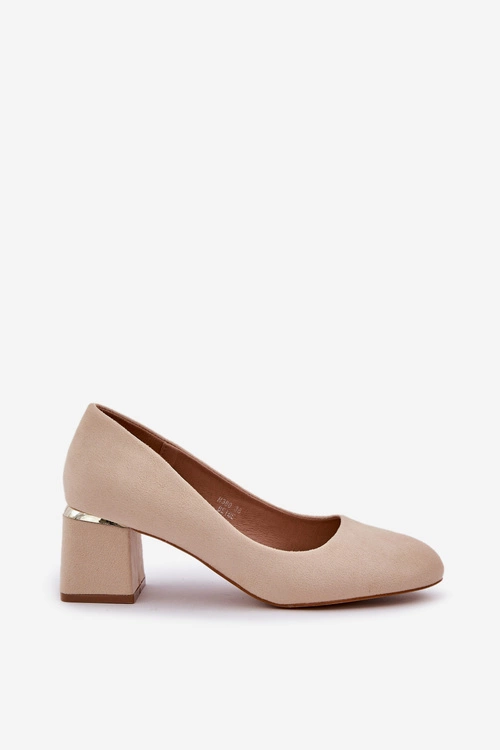 Eko Zamszowe Czółenka Na Słupku Beżowe Veniffia