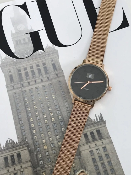 Damski Zegarek Michael John Elis Różowe Złoto / Szara Tarcza