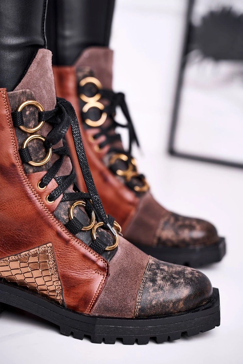 Botki Damskie Skórzane Trzewiki Maciejka Rude 04184-29/00-3