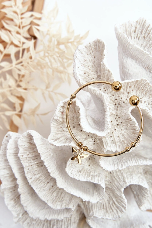 Damska Wsuwana Stalowa Bransoletka Motyl Złota