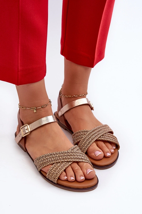 Płaskie Sandały Damskie S.Barski MY923 Brązowe