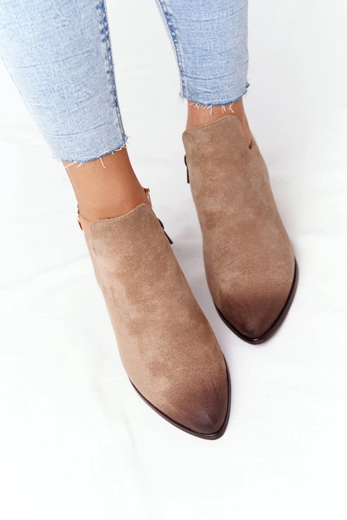 Botki Z Wycięciami Na Słupku Vinceza 21-10558 Beżowe