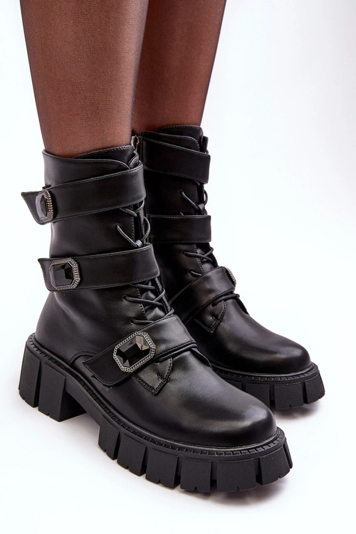 Workery Botki Damskie Skórzane Czarne S.Barski MR870-62