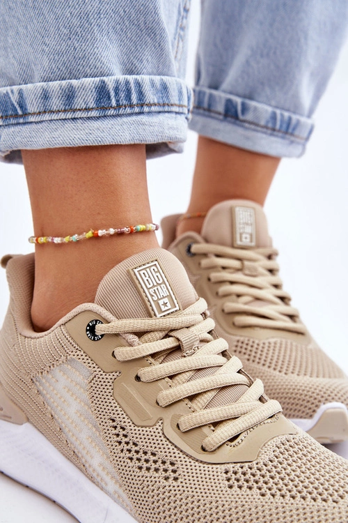 Damskie Lekkie Buty Sportowe Memory Foam System Big Star LL274294 Beżowe