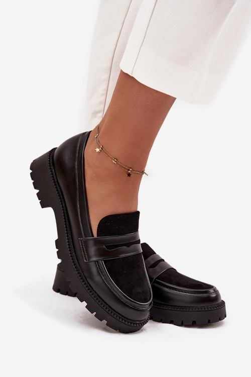 Mokasyny Damskie Z Eko Skóry Czarne Cailen