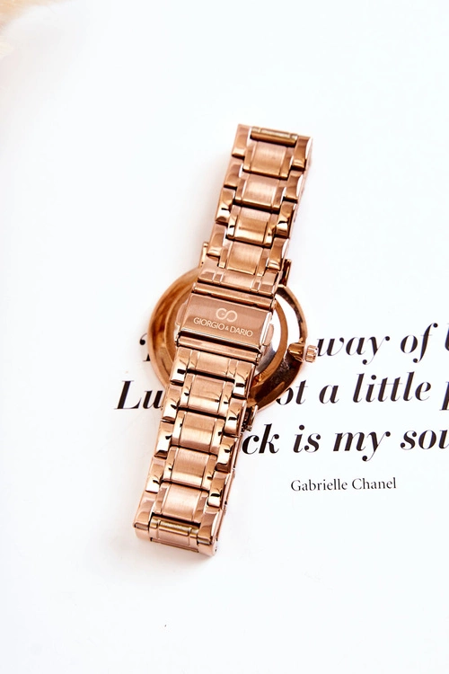 Damski Stalowy Zegarek Giorgio & Dario Z Cyrkoniami Różowe Złoto